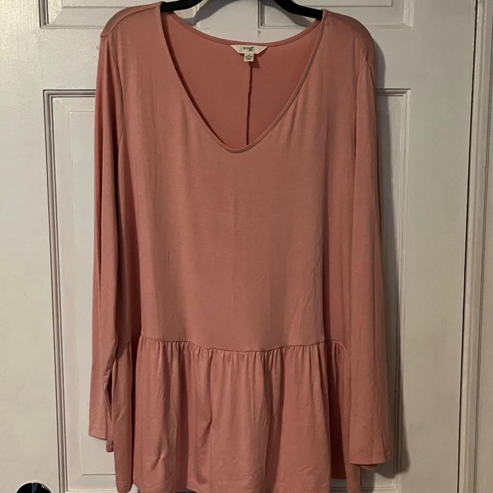 1-Pink and  1-Plum  Peplum Style Long Sleeved Tops 16W